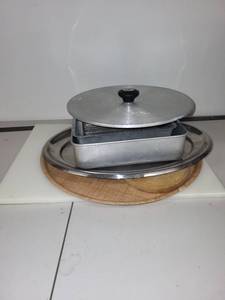 lot 61 image: Assorted Metal Bakeware with Cutting Board and Serving Tray