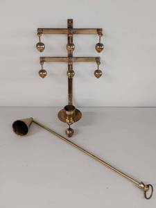 lot 4 image: Vintage Swedish Brass Candle Holder Set Kee Mora
