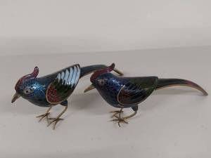 lot 3 image: Cloisonne Enamel Bird Figurines
