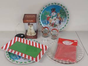 lot 106 image: Flurryville Holiday Decor Collection Set Plates Glasses Figurine