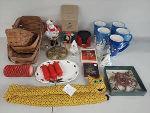 lot 109 image: Holiday Decor Set with Snowman Mugs & Ornaments