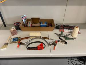 lot 118 image: Versatile Hardware Tool Lot with Craftsman Clamp Set, Brushes, Assorted Items