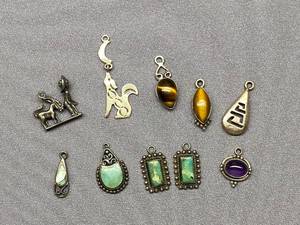 lot 2B image: Sterling Silver Pendant Lot, Various Designs, Gemstones