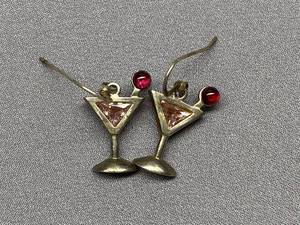 lot 6B image: Sterling Silver Martini Glass Earrings Vintage