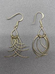 lot 8B image: Sterling Silver Dangle Earrings 925 Overlapping Wire
