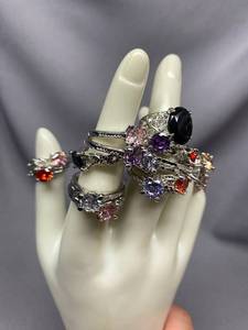 lot 30B image: Vibrant Gemstone Fashion Rings Collection