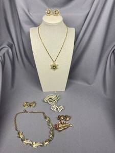 lot 42B image: Rhinestone Jewelry Lot incl. Signed Kramer Brooch