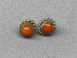 lot 51B image: Vintage Sterling Silver Coral Earrings