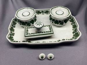 lot 56B image: Meissen Porcelain Desk Set with Inkwells - See Photos