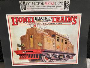 lot 5 image: Collector Metal Sign Lionel Electric Trains 1992 Print