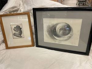 lot 21 image: Set of 2 Framed Art Prints - Black and White Sketch Collection