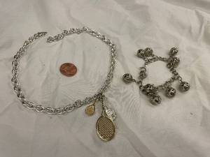 lot 29 image: ELENIN Tennis Racket Charm Necklace and Matching Bracelet Set