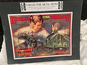 lot 41 image: Lionel Electric Trains Metal Sign Collectible