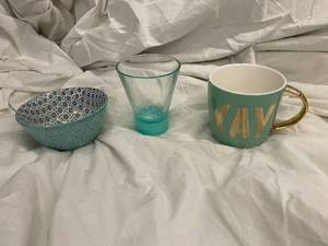 lot 55 image: Set of 3 Ceramic Bowl, Mug and Glass