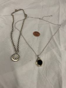 lot 61 image: Set of 2 Silver Necklaces with Pendants