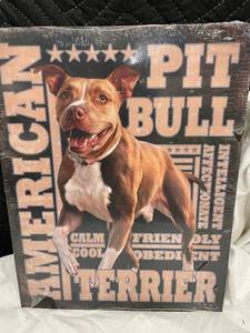lot 70 image: American Pit Bull Terrier Metal Framed Art Piece