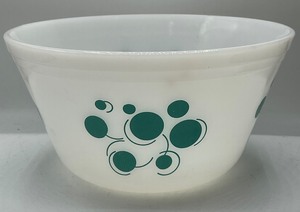 lot 3 image: Federal Milk Glass Nesting Bowl Atomic Dots Vintage Kitchenware
