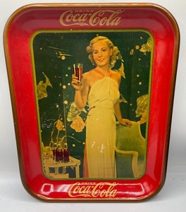 lot 4 image: 1930s Coca Cola Tin Litho Advertising Serving Tray