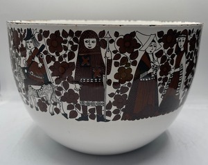 lot 13 image: Vintage Finel Arabia Finland Enamelware Bowl Ritari Pattern by Kaj Franck