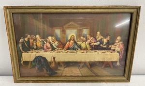 lot 33 image: Antique Artwork The Last Supper Vintage Decor