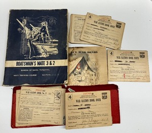 lot 51 image: Vintage War Ration Books and Navy Training Guide