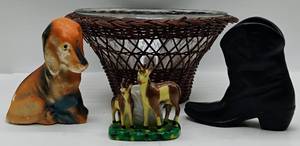 lot 107 image: Van Briggle Pottery Cowboy Boot and Decor Lot