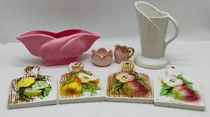 lot 112 image: Mid Century Lefton Porcelain Cutting Boards Wall Decor Set of 4