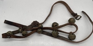 lot 181 image: Antique Sleigh Bells on Leather Strap