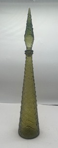 lot 157 image: 1960s Vintage Wave Empoli Italian Decanter Olive Green