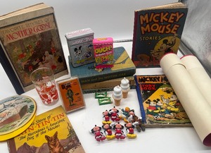 lot 160 image: Various Eras Vintage Toys Mickey Mouse, GI Joe Books
