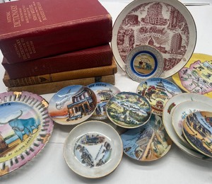 lot 161 image: Lot of Vintage Books and Vintage Souvenir Plates, some Minnesota