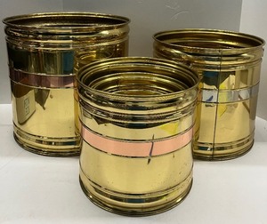 lot 149 image: Vintage Copper and Brass Nesting Planters Lot of 8