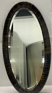 lot 146 image: Antique Beveled Mirror with Frame Oval Oversized Mirror