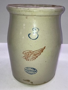 lot 2 image: 3 Gallon Red Wing Pottery Crock Butter Churn with Lid