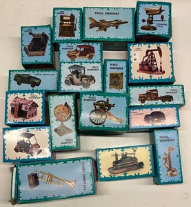 lot 10 image: Lot of Eighteen Die Cast Miniatures Pencil Sharpeners