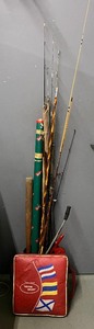 lot 120 image: Ice Fishing Poles, Boat Cushion, Baseball Bat
