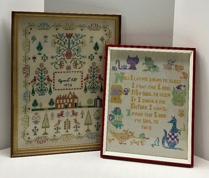 lot 104 image: Two Samplers  Cross Stitch Framed Pictures