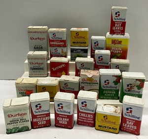 lot 74 image: Large Lot of Vintage Spice Tins