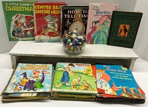 lot 78 image: Vintage Childrens Book and Vintage Marbles