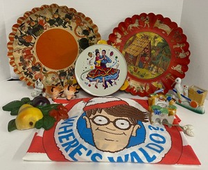 lot 84 image: Lot of Vintage Novelty Items Various Eras West Germany Paper Plate Fluted Bowl Hallmark 1960s Halloween Plate