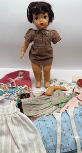 lot 112 image: Vintage 1950s 16 Terri Lee Brunette Doll with Original Tagged Girl Scouts Brownies Brownie Dress Uniform and Clothing Lot