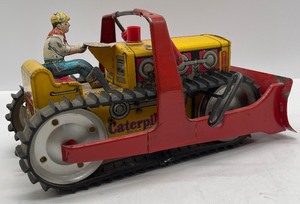 Antique Marx Toys Tin Lithoraph Caterpillar Tractor Bulldozer Toy