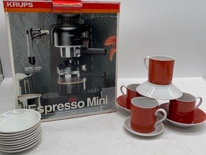 lot 124 image: Krups Espresso Mini Machine and Royal Bayreuth Germany Espresso Cups and Saucers