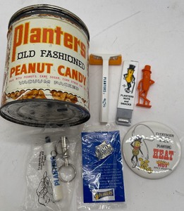 lot 180 image: Planters Peanuts Old Fashioned Candy Tin Vintage and Collectibles Lot