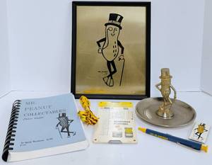 lot 193 image: Mr. Peanut Metal Advertising traydish, Planters Peanuts 50th Anniversary 1956