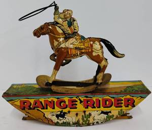lot 201 image: Vintage Marx Range Rider Tin Litho Wind-Up Toy 1930-40s