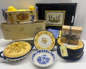 lot 167 image: Avignon Les Amis Dinnerware Items Brand New Decor and Blue and Yellow French Kitchen Decor