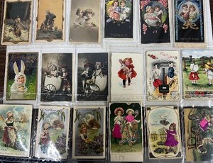 lot 190 image: LARGE Lot of Vintage Antique Victorian Era Postcards in Sleeves 36 Postcards