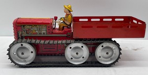 lot 203 image: Vintage Antique Marx Toys Giant Reversing Tractor Truck Tin Lithograph Wind Up Toy