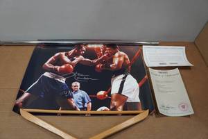 lot 50 image: 16 x 20 Photograph of Ken Norton and Muhammad Ali - Signed by Norton